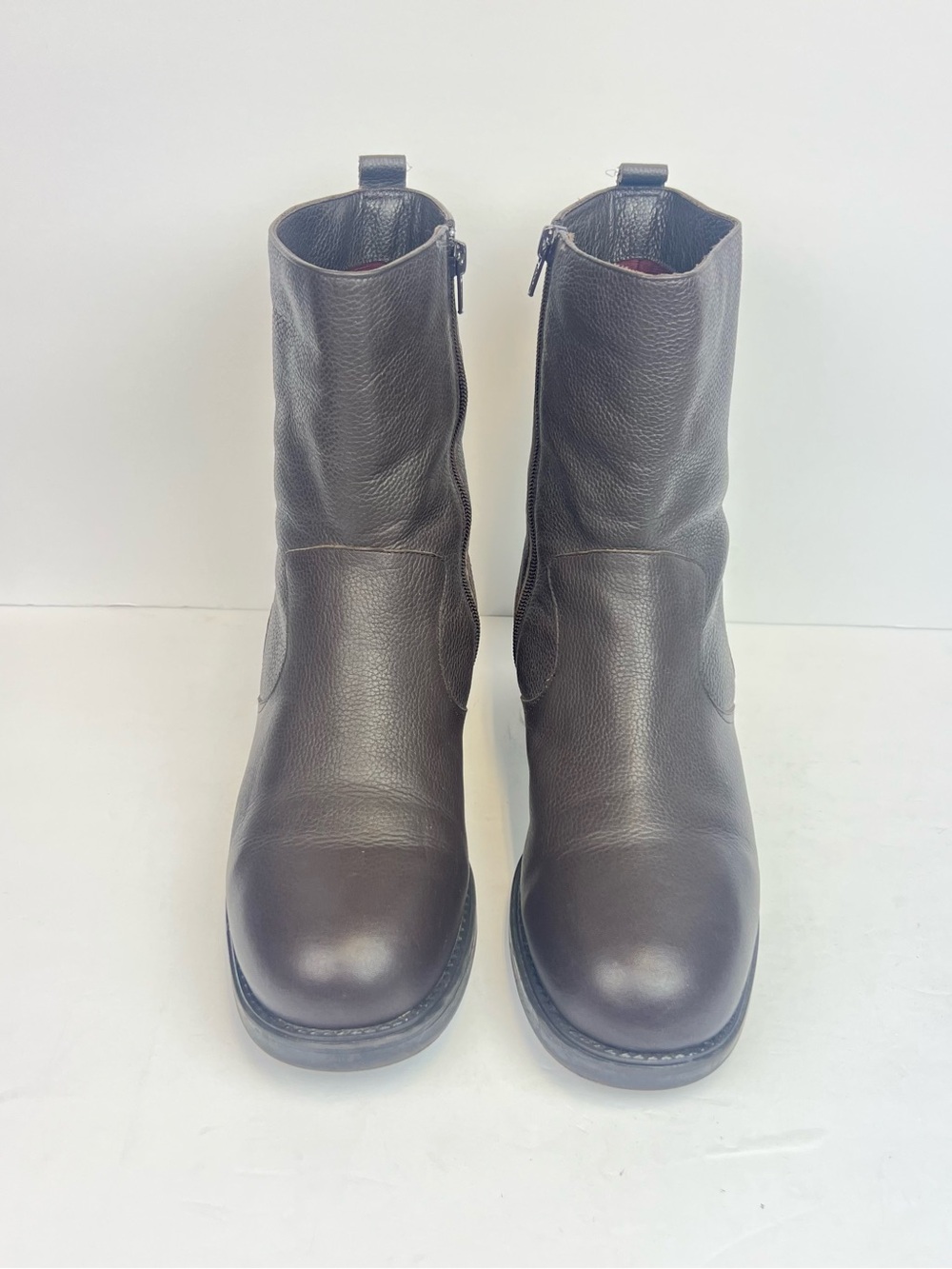 Santana Canada Brown Leather Ankle Boots Side Zipper Closure Women’s Size 10